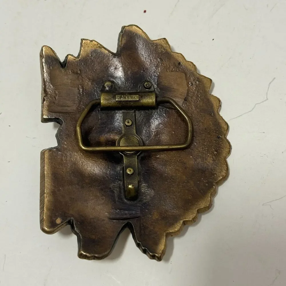 BLACKINTON Indian Head Chief Vtg Antique Art Deco Belt Buckle Gold Tone Bronze